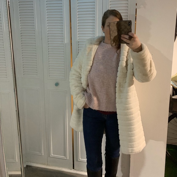 White Winter Jacket with Hood Medium - Picture 2 of 2